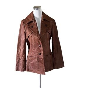 Vintage leather jacket western styling Rich brown color Karen Kane women’s large
